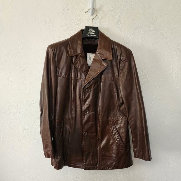 Vintage London Fog Men's Leather Jacket Faux Fur Lining Brown 40 Reg - Picture 1 of 10